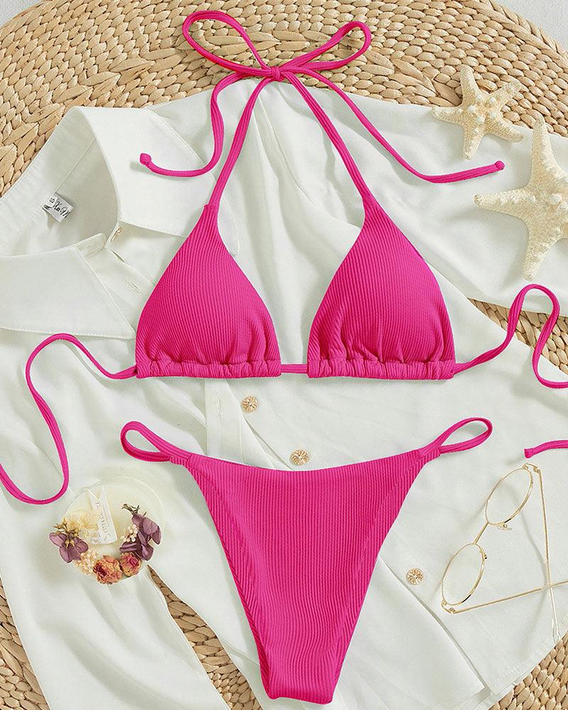 Luxury High-Waist Hanging Neck Tie Bikini