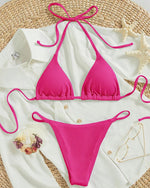 Luxury High-Waist Hanging Neck Tie Bikini