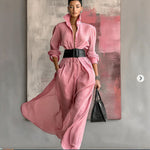 Sophisticated Silhouette: The Pink High-Waist Midi
