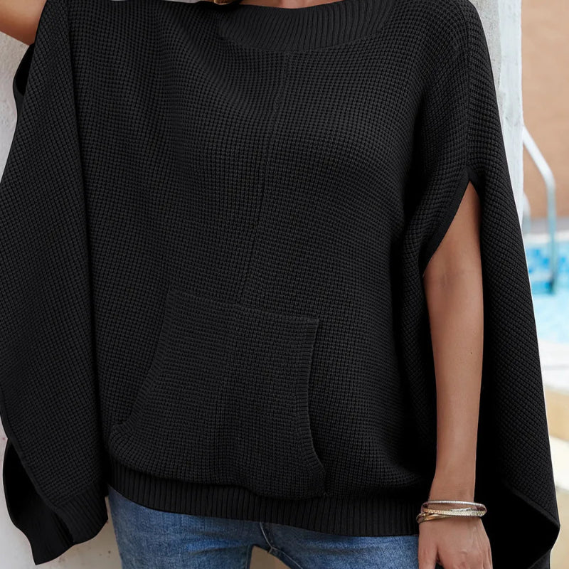 Solid color casual style plus size women's knitted sweater