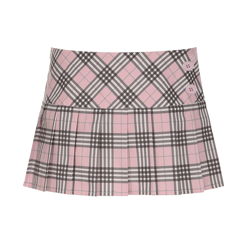 Edgy & Chic: The Pink Plaid Pleated Mini Skirt You Need!