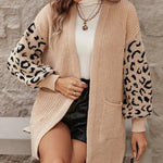 Pocketed Leopard Open Front Cardigan - runwayfashionista.com