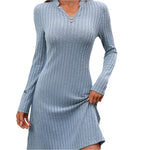Notched long sleeve mini dress - runwayfashionista.com