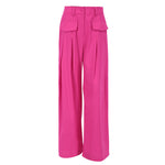 The Power Move: Rose Red Cotton-Linen Wide Leg Pants