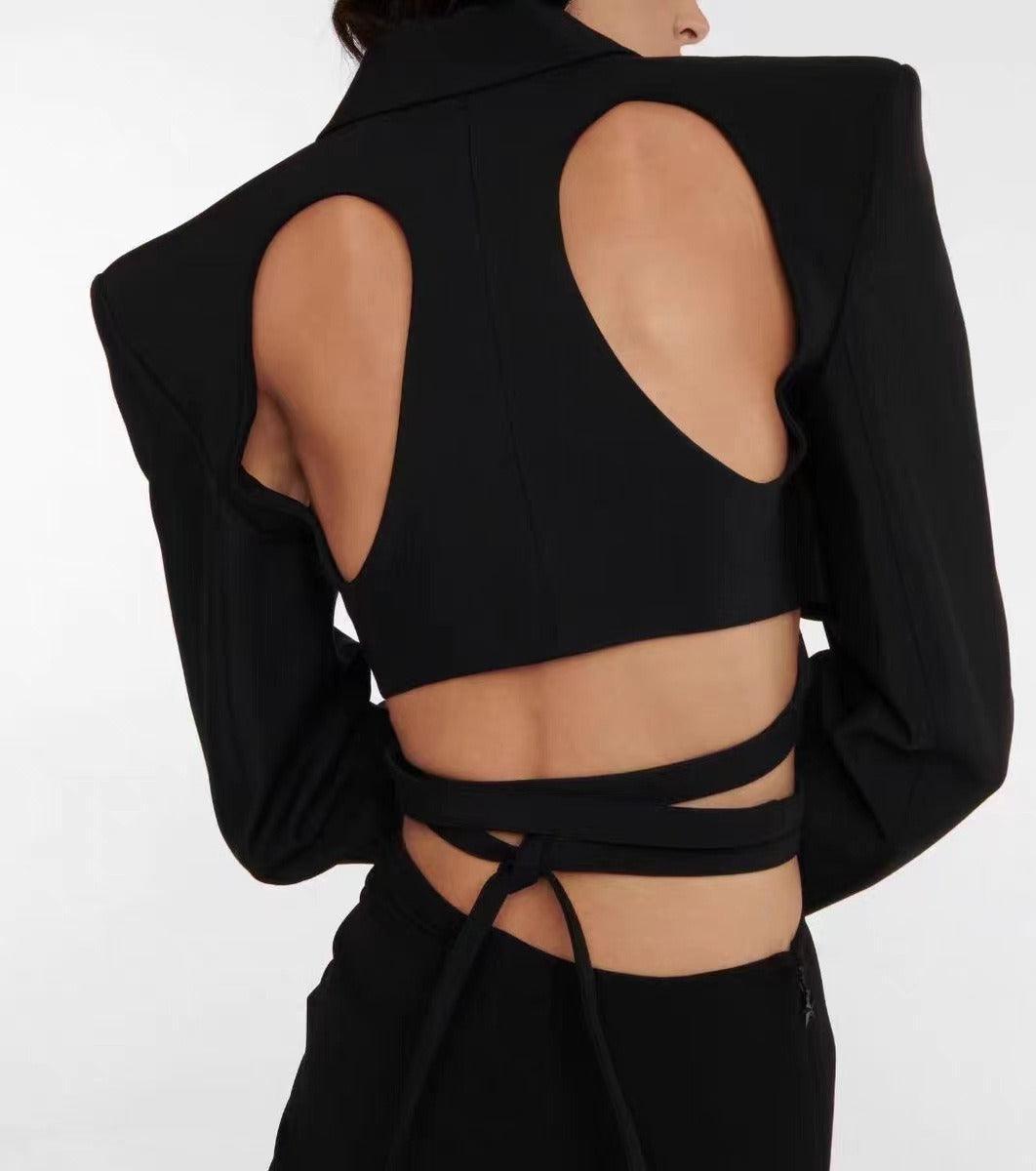 High Grade Modern Texture Black Top - runwayfashionista.com