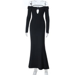Sleek Black Midi: Long-Sleeve Curve-Hugger