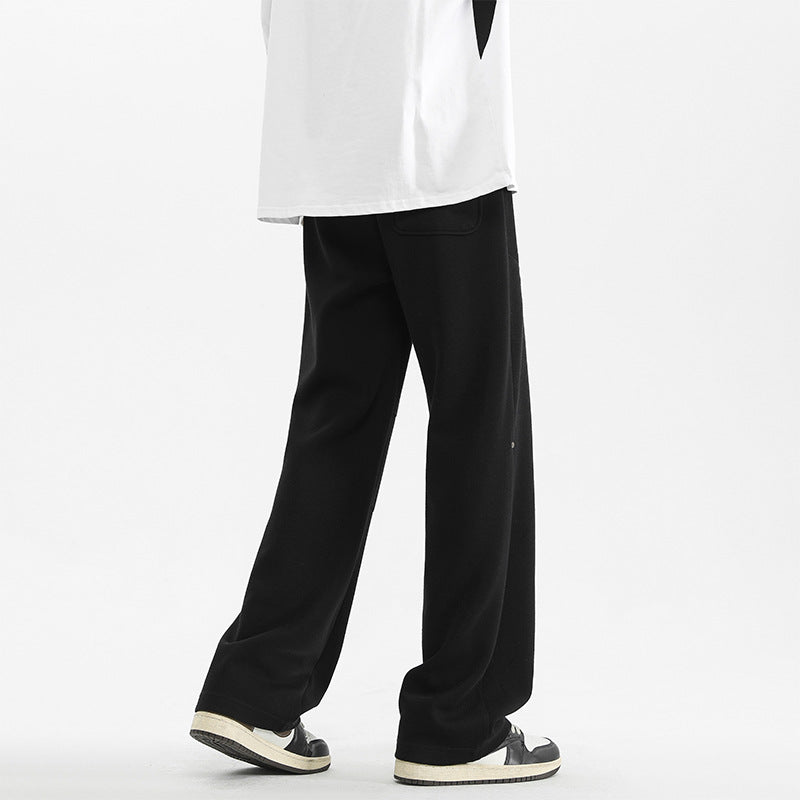 Straight-Leg Casual Pants - Black