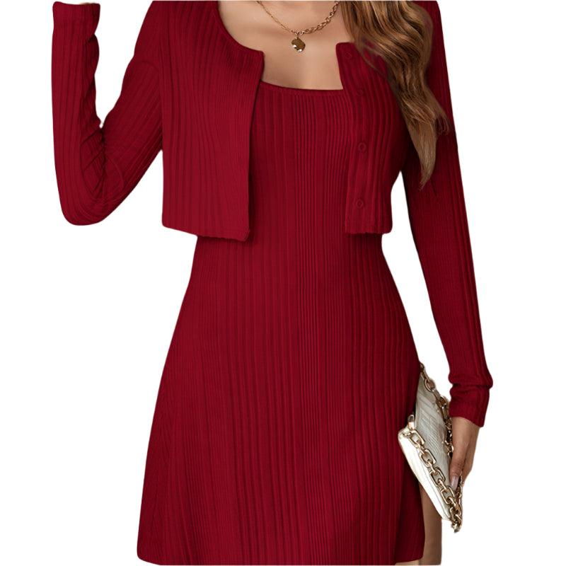 Long sleeve cropped cardigan and cami set -runwayfashionista.com