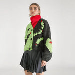 V-Neck Long Sleeved Loose Cardigan