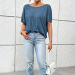 Backless Twisted Round Neck Half Sleeve T-Shirt - runwayfashionista.com
