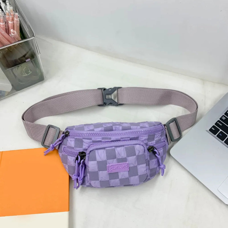 Chic Checkered Nylon Crossbody Bag - runwayfashionista.com