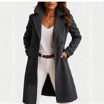 Single-breasted Mid-length Coat With Pockets - dark grey