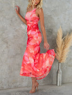 Bold One-Shoulder Floral Midi Dress