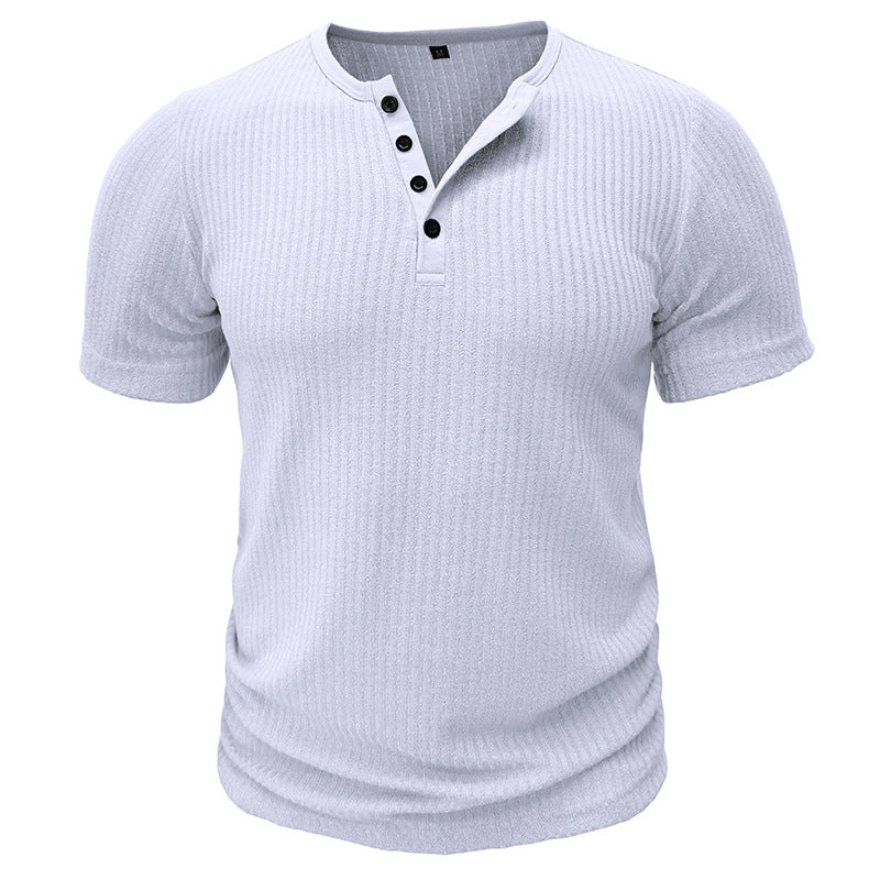 V-neck Button T-shirt - light grey