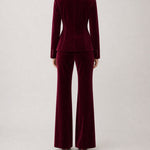 Burgundy Velvet Blazer & Flare Pants Suit ✨