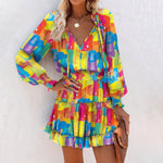 Floral Print Long Sleeve Mini Dress