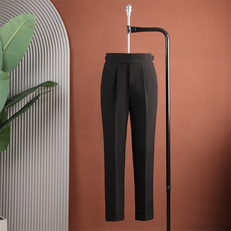 Black Peak Lapel Side Buckle 2 Piece Suit Set Gurkha Trousers