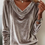 Shimmering Velvet Long Sleeve Loose Blouse