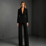 Slim Fit Blazer and Dress Pants Two Piece Office Suit - white