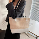 Chic Straw Weave Tote with Leather Straps - runwayfashionistacom