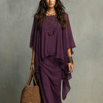 Sleeveless Vest Dress Two-piece Set -purple