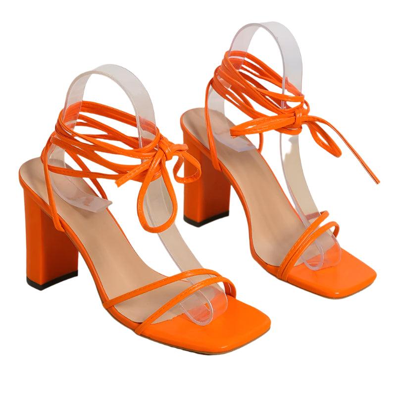 Lace up peep toe sandals - runwayfashionista.com