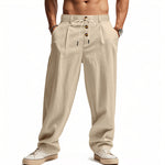 Breathable Cotton Linen Loose Pants - khaki