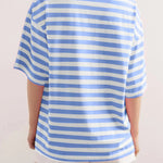 Casual Striped Quarter Sleeve T - Shirt - runwayfashionista.com