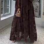 Lace Tie Double Layer Swing Maxi Dress