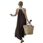 Resort-style Flared Halter Neck Maxi Dress