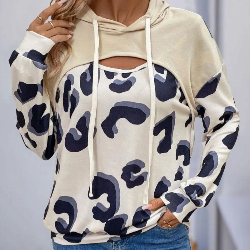 Drawstring faux layered long sleeve hoodie -runwayfashionista.com