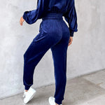 Long Sleeve Cropped Top and Pants Set - runwayfashionista.com
