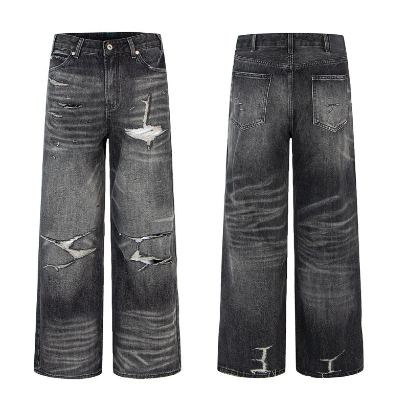 Distressed Ripped Vintage A-Line Casual Jeans: The Denim Revolution - black