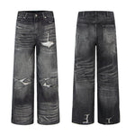 Distressed Ripped Vintage A-Line Casual Jeans: The Denim Revolution - black