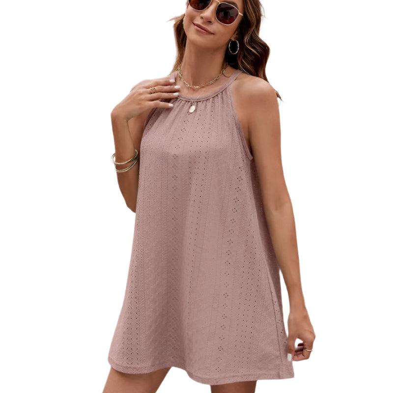 Eyelet sleeveless mini dress - runwayfashionista.com