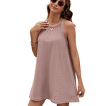 Eyelet sleeveless mini dress - runwayfashionista.com