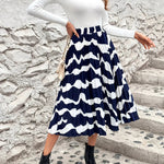 Pleated Printed Elastic Waist Skirt - runwayfashionista.com