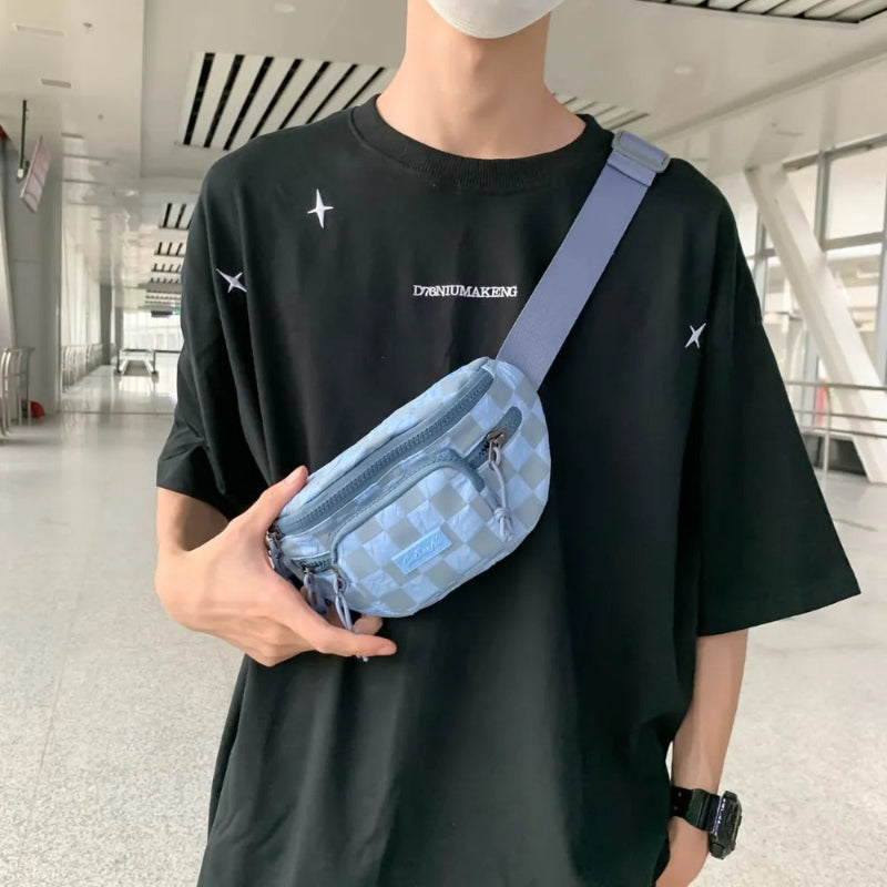 Chic Checkered Nylon Crossbody Bag - runwayfashionista.com