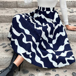 Pleated Printed Elastic Waist Skirt - runwayfashionista.com