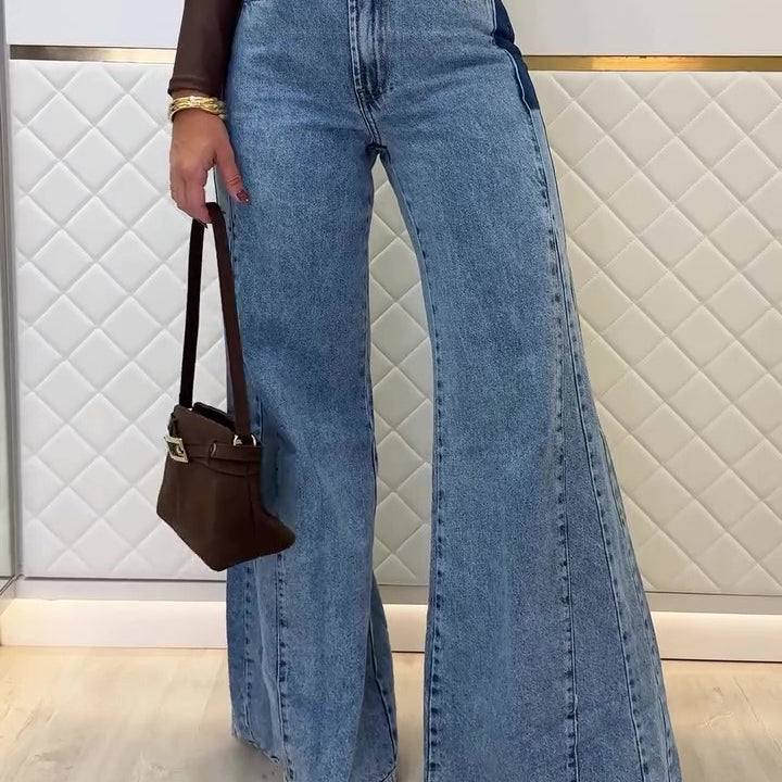 Trendy Light Blue High - Waisted Flared Jeans