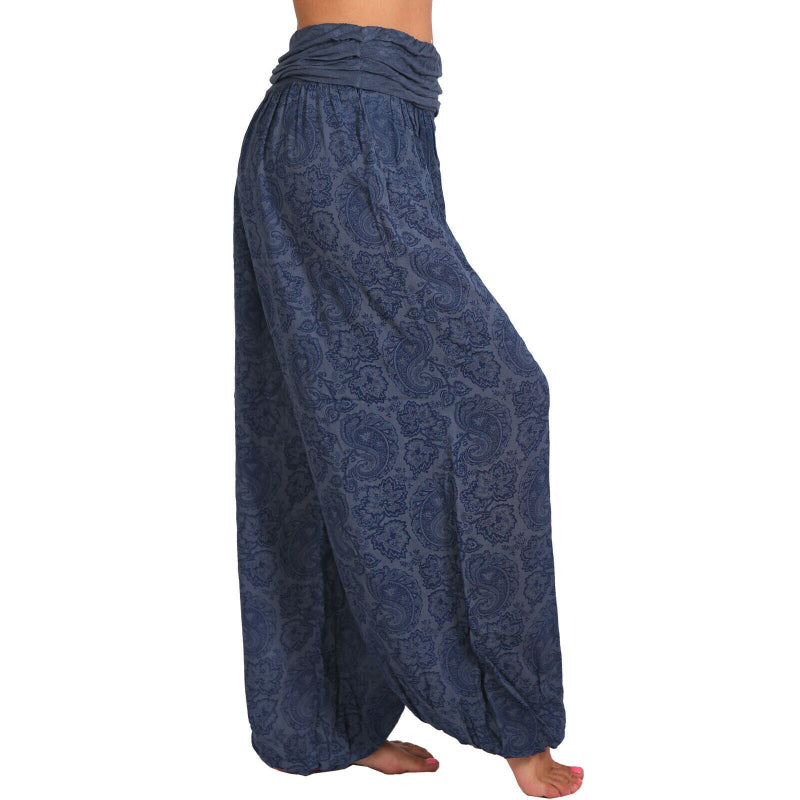 High-Waist Digital Print Wide Harem Pants