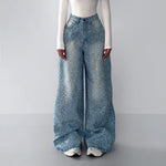 Irregular Rhinestone Jeans