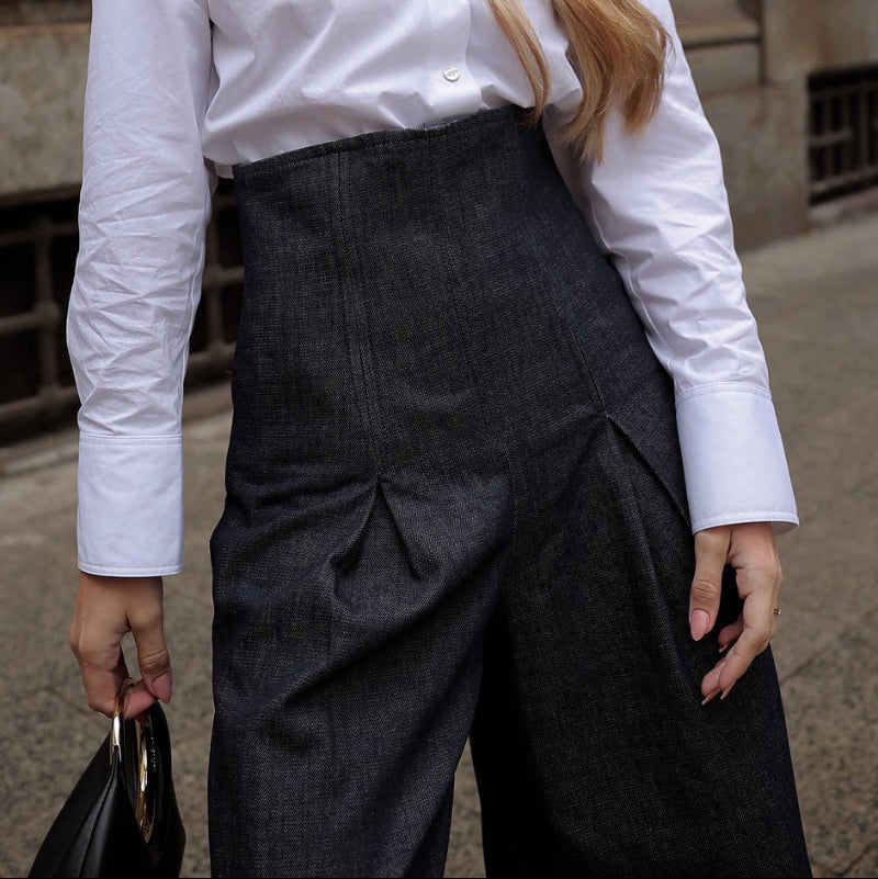 Elegant High-waist Wide-leg Jeans - denim
