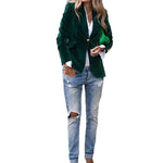 Luxe Velvet Single-Breasted Slim Fit Jacket - green