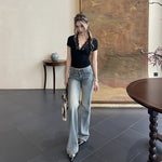 Edgy Lace V-Neck Slim Fit Top