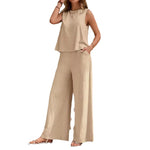 Elegant Casual Loose Pants Sets - khaki