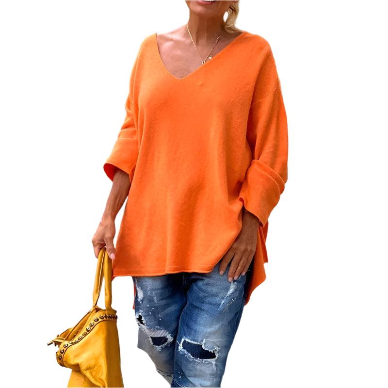 V-neck Long Sleeved Loose Sweater