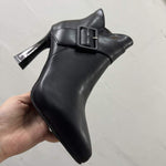 Sculpted Elegance: The Essential High-Heel Ankle Boot - black