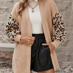 Pocketed Leopard Open Front Cardigan - runwayfashionista.com