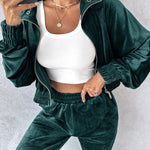 Long Sleeve Cropped Top and Pants Set - runwayfashionista.com